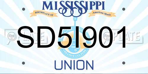 SD5I901 Mississippi License Plate