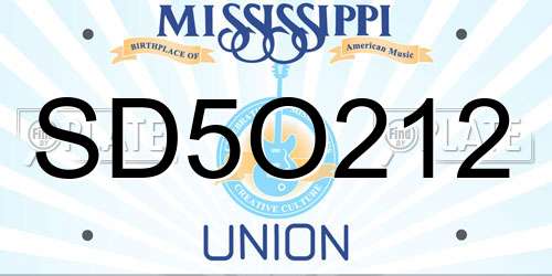 SD5O212 Mississippi License Plate