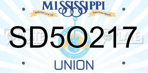 SD5O217 Mississippi License Plate