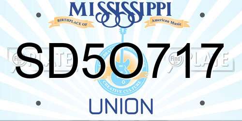 SD5O717 Mississippi License Plate