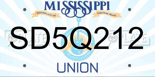 SD5Q212 Mississippi License Plate