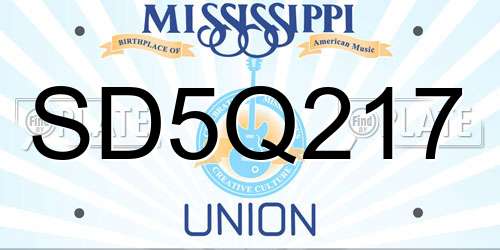 SD5Q217 Mississippi License Plate