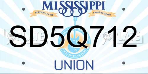 SD5Q712 Mississippi License Plate