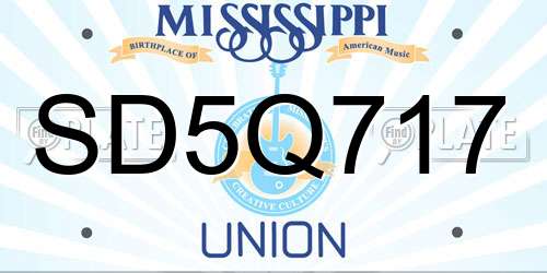 SD5Q717 Mississippi License Plate