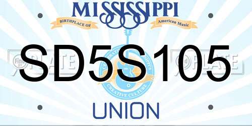 SD5S105 Mississippi License Plate