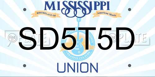 SD5T5D Mississippi License Plate