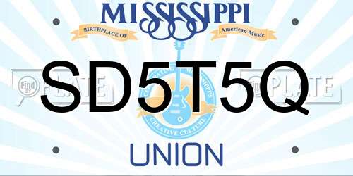 SD5T5Q Mississippi License Plate