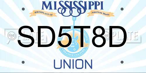 SD5T8D Mississippi License Plate