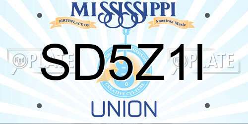 SD5Z1I Mississippi License Plate