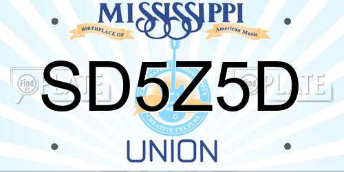 SD5Z5D Mississippi License Plate