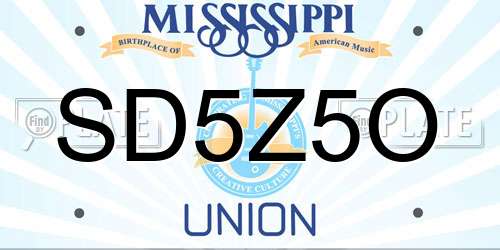 SD5Z5O Mississippi License Plate
