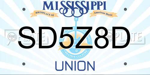 SD5Z8D Mississippi License Plate