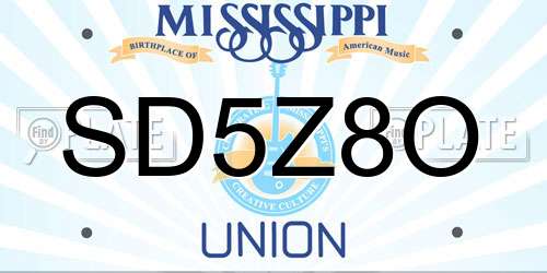 SD5Z8O Mississippi License Plate