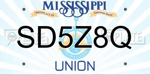 SD5Z8Q Mississippi License Plate