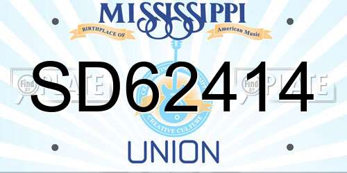 SD62414 Mississippi License Plate