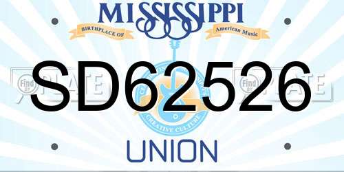 SD62526 Mississippi License Plate