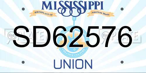 SD62576 Mississippi License Plate