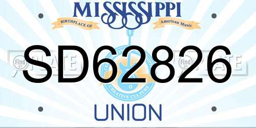 SD62826 Mississippi License Plate