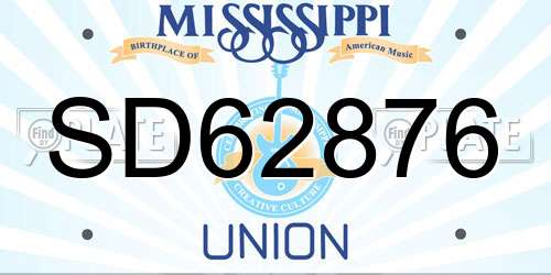 SD62876 Mississippi License Plate