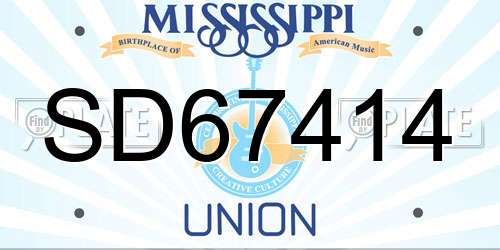 SD67414 Mississippi License Plate