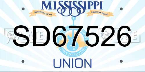 SD67526 Mississippi License Plate