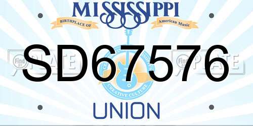 SD67576 Mississippi License Plate