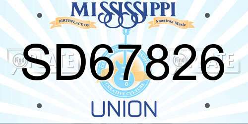 SD67826 Mississippi License Plate