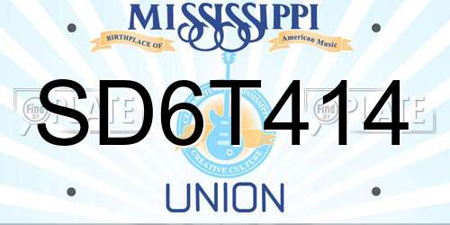 SD6T414 Mississippi License Plate