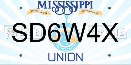 SD6W4X Mississippi License Plate