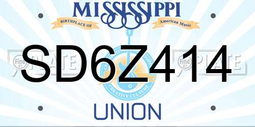 SD6Z414 Mississippi License Plate