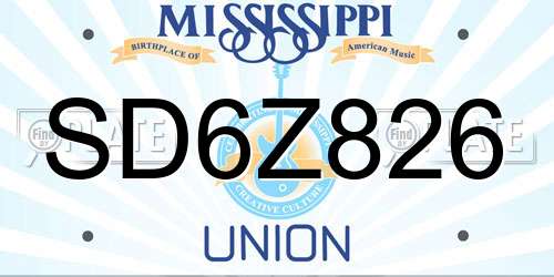 SD6Z826 Mississippi License Plate