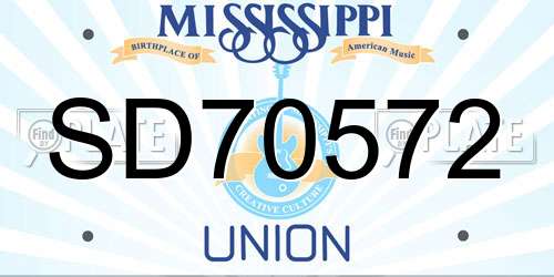 SD70572 Mississippi License Plate
