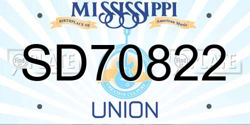 SD70822 Mississippi License Plate