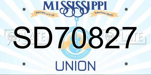 SD70827 Mississippi License Plate