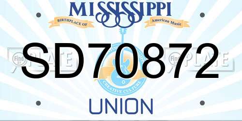 SD70872 Mississippi License Plate