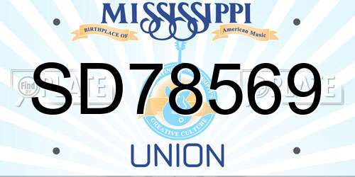 SD78569 Mississippi License Plate