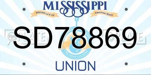 SD78869 Mississippi License Plate
