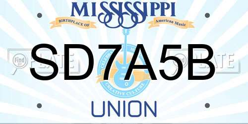 SD7A5B Mississippi License Plate