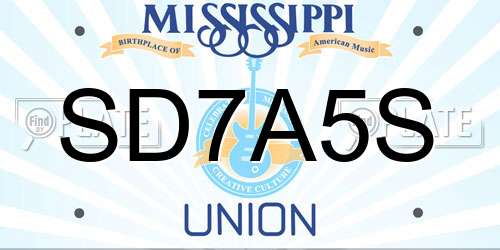 SD7A5S Mississippi License Plate
