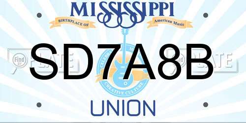 SD7A8B Mississippi License Plate