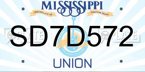SD7D572 Mississippi License Plate