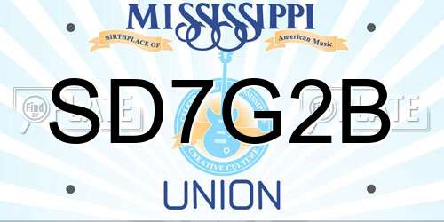 SD7G2B Mississippi License Plate