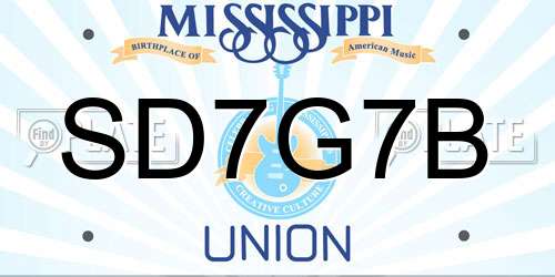 SD7G7B Mississippi License Plate