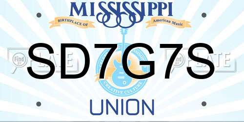 SD7G7S Mississippi License Plate