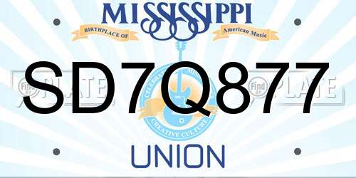 SD7Q877 Mississippi License Plate