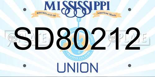 SD80212 Mississippi License Plate