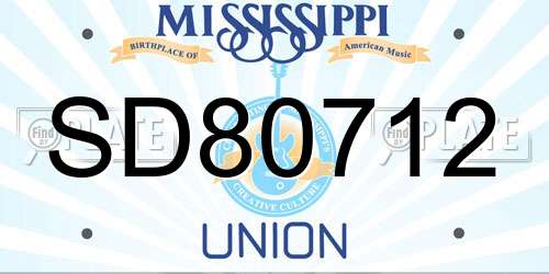 SD80712 Mississippi License Plate