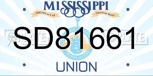 SD81661 Mississippi License Plate