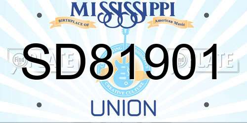 SD81901 Mississippi License Plate