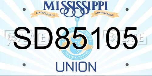 SD85105 Mississippi License Plate